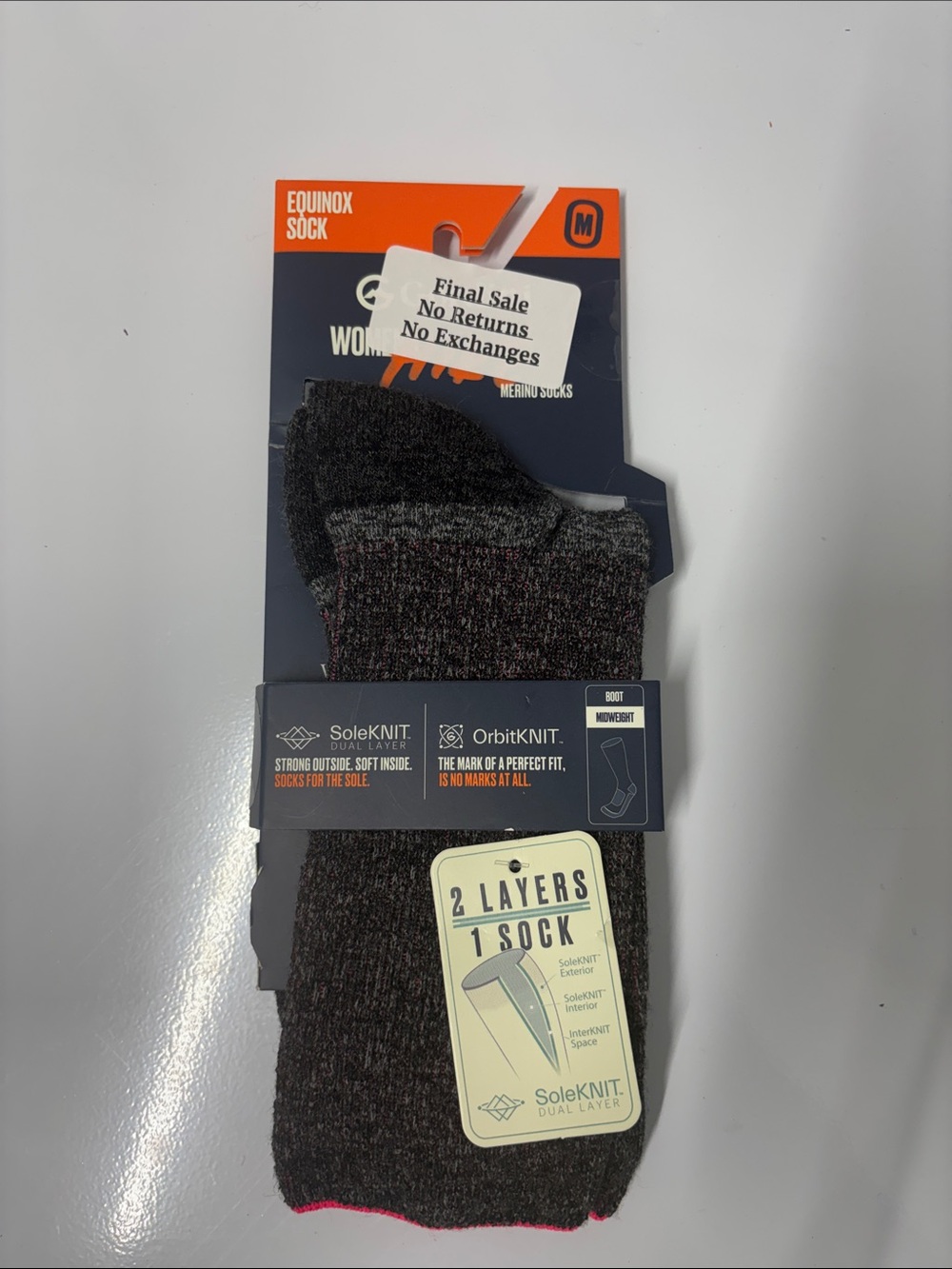 Gordini women’s equinox midweight boot sock size medium NWT